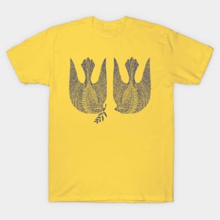 Couple of cute blue peace birds, version 4 T-Shirt